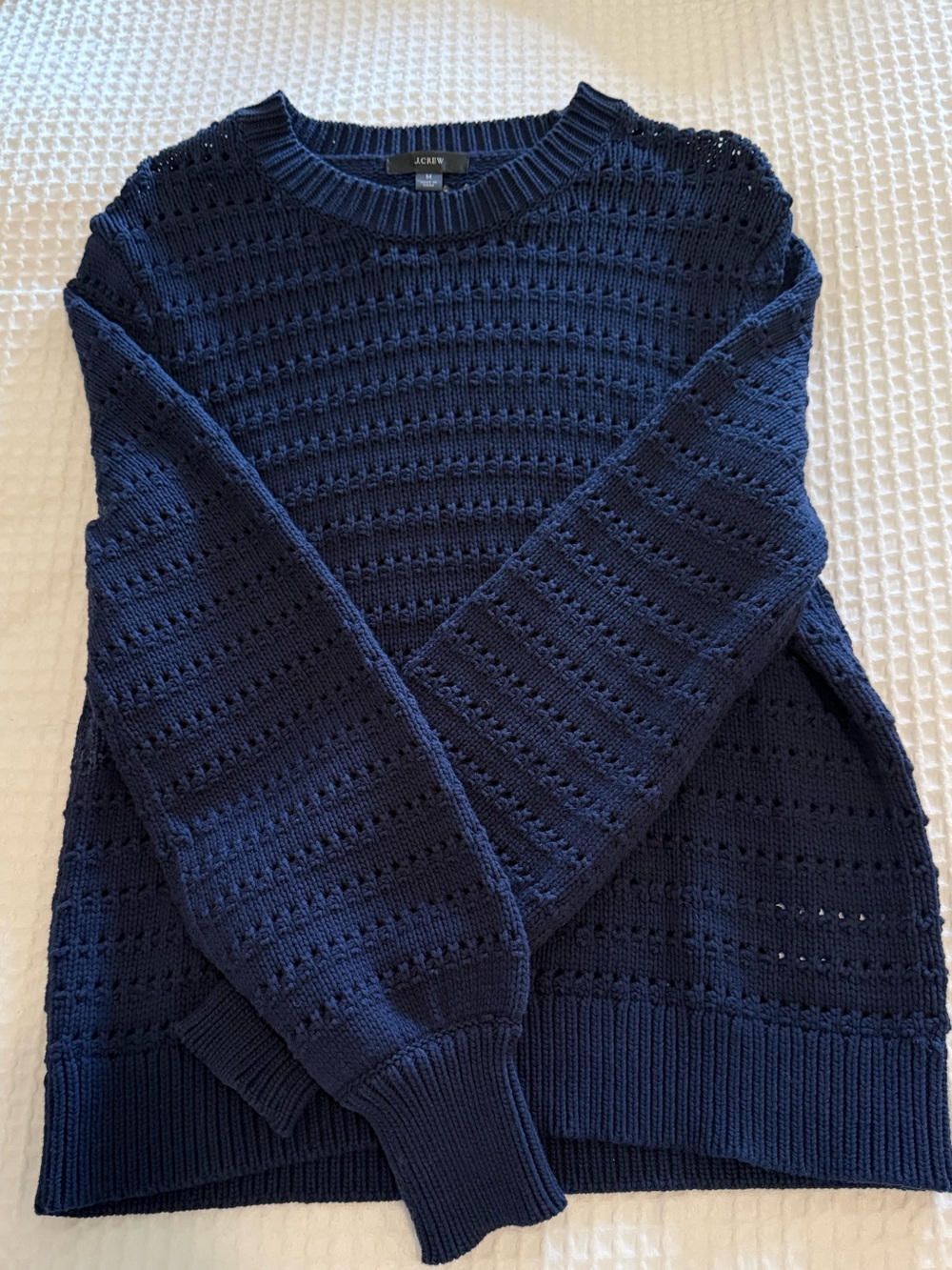 J. Crew Navy Openwork Crewneck Sweater